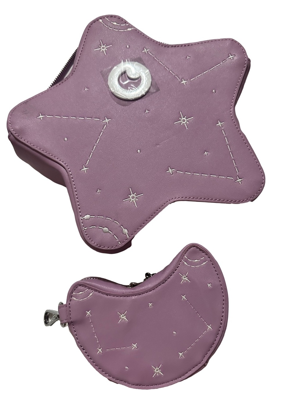 Carmico Lavender & White Moon & Stars Convertible Bag Matching Mini Moon Wallet